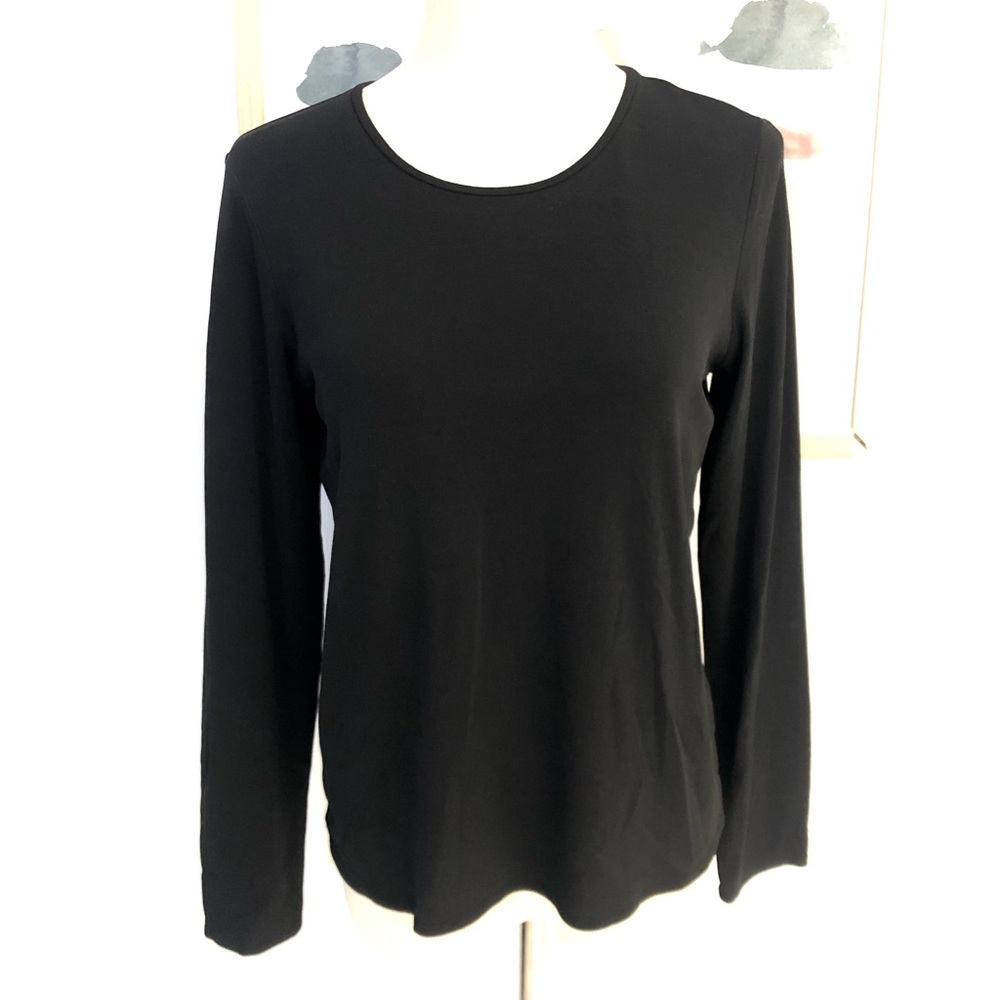 Eileen Fisher 100% Silk Black Long Sleeve